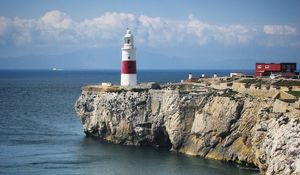 Preview wallpaper lighthouse, rock, cliff, sea, landscape