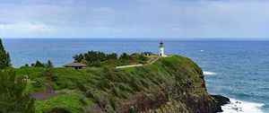 Preview wallpaper lighthouse, rocks, cliff, sea, surf