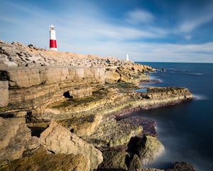 Preview wallpaper lighthouse, rocks, relief, stones, nature