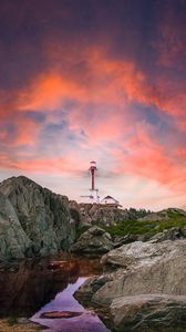 Preview wallpaper lighthouse, rocks, river, landscape