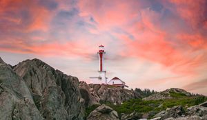 Preview wallpaper lighthouse, rocks, river, landscape