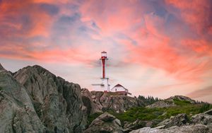 Preview wallpaper lighthouse, rocks, river, landscape