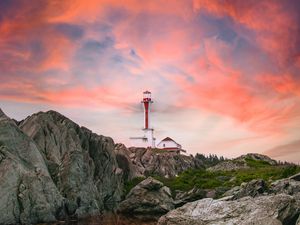 Preview wallpaper lighthouse, rocks, river, landscape