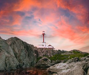 Preview wallpaper lighthouse, rocks, river, landscape