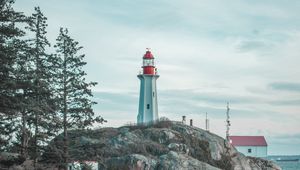 Preview wallpaper lighthouse, rocks, waves, photographer