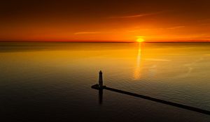 Preview wallpaper lighthouse, sea, aerial view, sunset, twilight