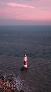 Preview wallpaper lighthouse, sea, aerial view, coast, water