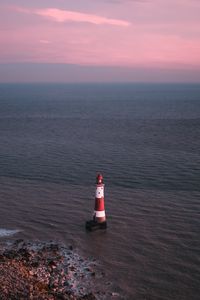 Preview wallpaper lighthouse, sea, aerial view, coast, water