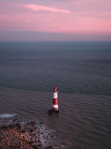 Preview wallpaper lighthouse, sea, aerial view, coast, water