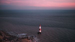 Preview wallpaper lighthouse, sea, aerial view, coast, water