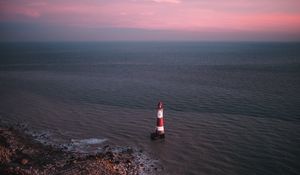 Preview wallpaper lighthouse, sea, aerial view, coast, water