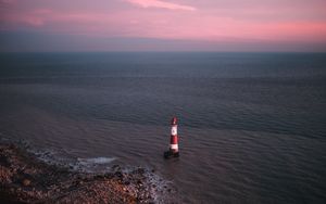 Preview wallpaper lighthouse, sea, aerial view, coast, water