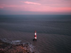 Preview wallpaper lighthouse, sea, aerial view, coast, water
