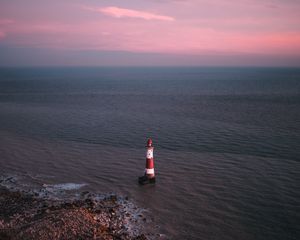 Preview wallpaper lighthouse, sea, aerial view, coast, water