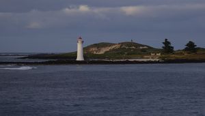 Preview wallpaper lighthouse, sea, coast, hills