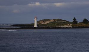 Preview wallpaper lighthouse, sea, coast, hills