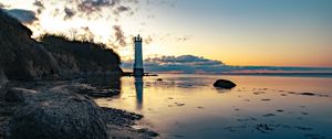 Preview wallpaper lighthouse, sea, coast, twilight