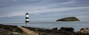 Preview wallpaper lighthouse, sea, coast, sky