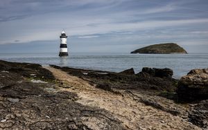 Preview wallpaper lighthouse, sea, coast, sky
