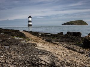 Preview wallpaper lighthouse, sea, coast, sky