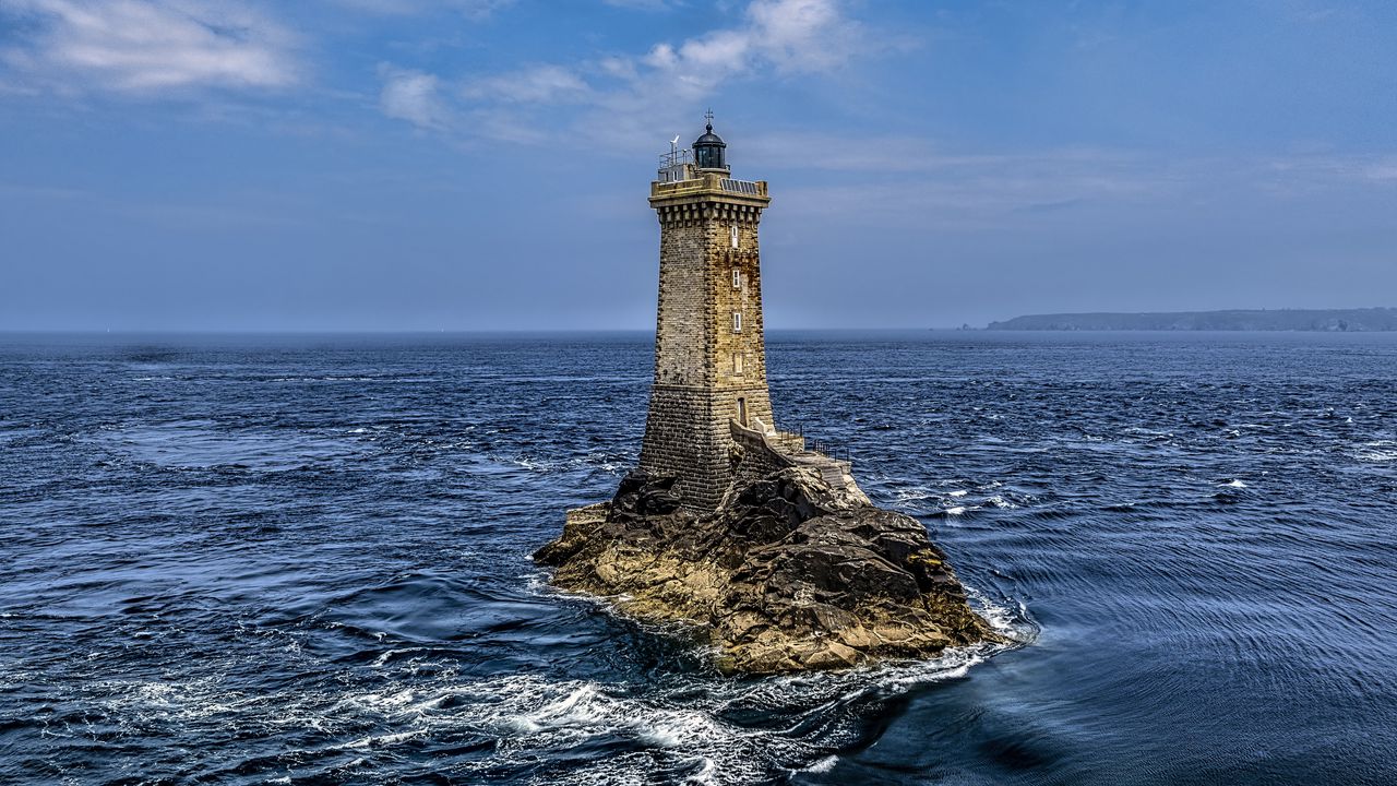 Wallpaper lighthouse, sea, ocean, horizon, waves