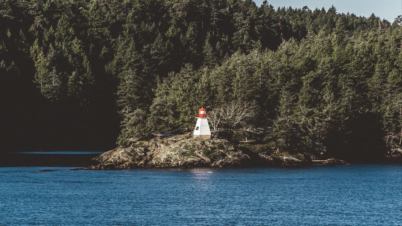 Wallpaper lighthouse, sea, shore, trees