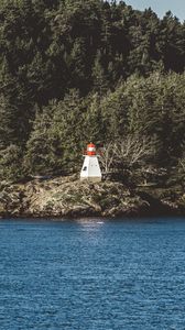Preview wallpaper lighthouse, sea, shore, trees