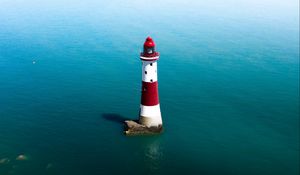 Preview wallpaper lighthouse, sea, water, horizon, aerial view