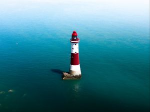 Preview wallpaper lighthouse, sea, water, horizon, aerial view