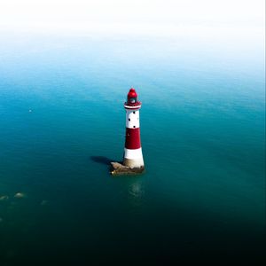 Preview wallpaper lighthouse, sea, water, horizon, aerial view