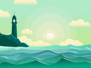 Preview wallpaper lighthouse, sea, wave, vector, art