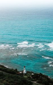 Preview wallpaper lighthouse, shore, waves, coast