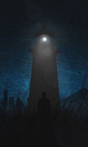 Preview wallpaper lighthouse, silhouette, dark, glare, art