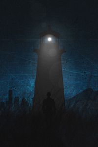 Preview wallpaper lighthouse, silhouette, dark, glare, art