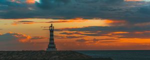 Preview wallpaper lighthouse, сoast, twilight, dark