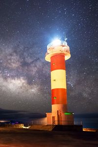 Preview wallpaper lighthouse, starry sky, milky way, night, shore