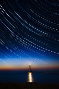 Preview wallpaper lighthouse, stars, freezelight, sea, night