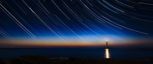 Preview wallpaper lighthouse, stars, freezelight, sea, night