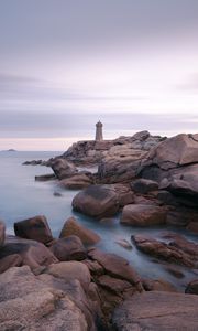 Preview wallpaper lighthouse, stones, sea, rocks