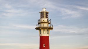 Preview wallpaper lighthouse, structure, grass, striped