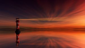 Preview wallpaper lighthouse, sunset, skyline, sky