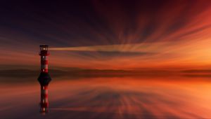 Preview wallpaper lighthouse, sunset, skyline, sky
