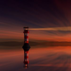 Preview wallpaper lighthouse, sunset, skyline, sky