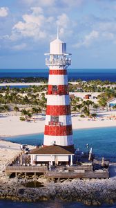 Preview wallpaper lighthouse, tower, beach, island, sea, landscape