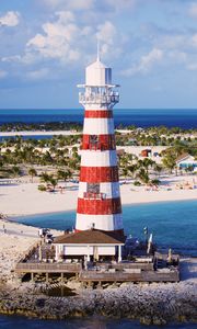 Preview wallpaper lighthouse, tower, beach, island, sea, landscape