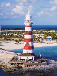 Preview wallpaper lighthouse, tower, beach, island, sea, landscape