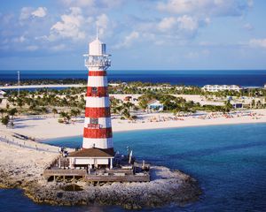 Preview wallpaper lighthouse, tower, beach, island, sea, landscape