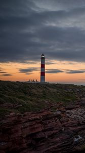 Preview wallpaper lighthouse, tower, cliff, twilight