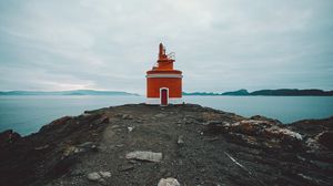 Preview wallpaper lighthouse, tower, coast, rocks, stones