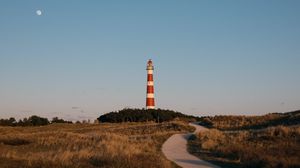 Preview wallpaper lighthouse, tower, road, grass, landscape